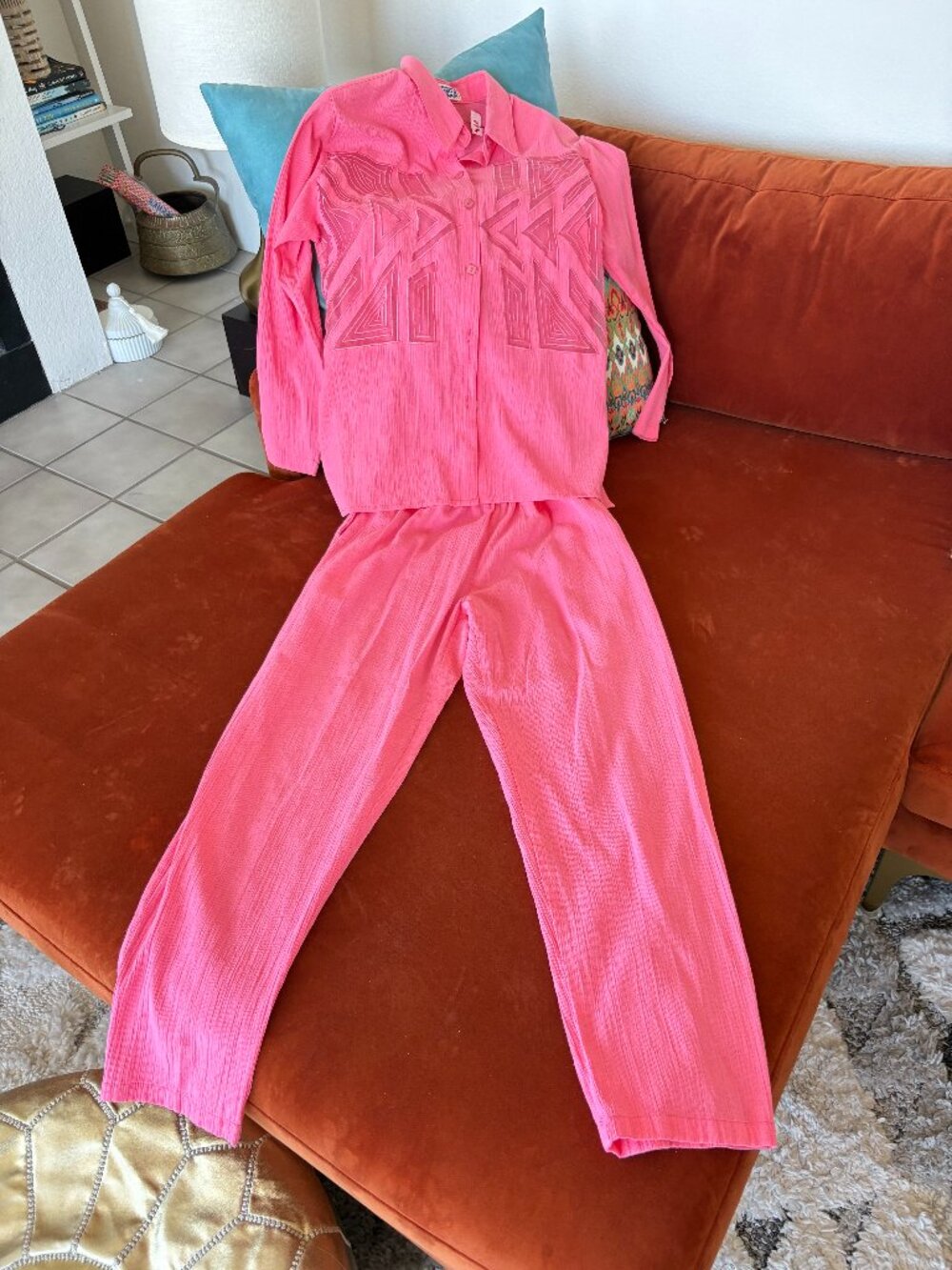 Vintage 90s Kokomo Pink Cotton 2 Piece Pant Set Size S
